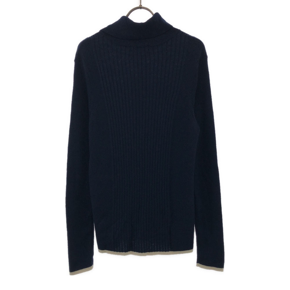 Callaway キャロウェイ 未使用 ウールブレンド ロゴ刺繍 ゴルフ 長袖 切り込みタートルネック セーター L ネイビー ニット タグ付き レディース