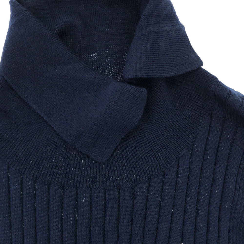 Callaway キャロウェイ 未使用 ウールブレンド ロゴ刺繍 ゴルフ 長袖 切り込みタートルネック セーター L ネイビー ニット タグ付き レディース