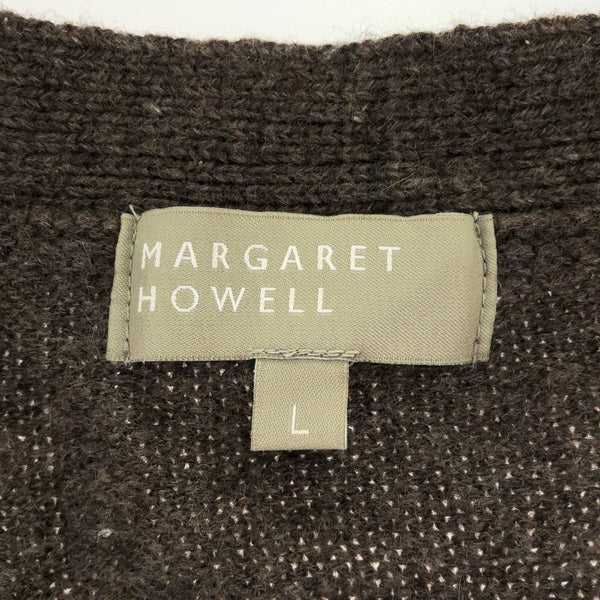 マーガレットハウエル 日本製 　ウールブレンド 長袖 ニットカーディガン L ブラウン MARGARET HOWELL メンズ