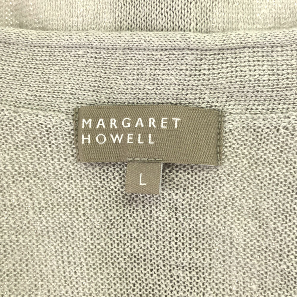 マーガレットハウエル 日本製 リネン 長袖 ニットカーディガン L ライトグレー MARGARET HOWELL メンズ