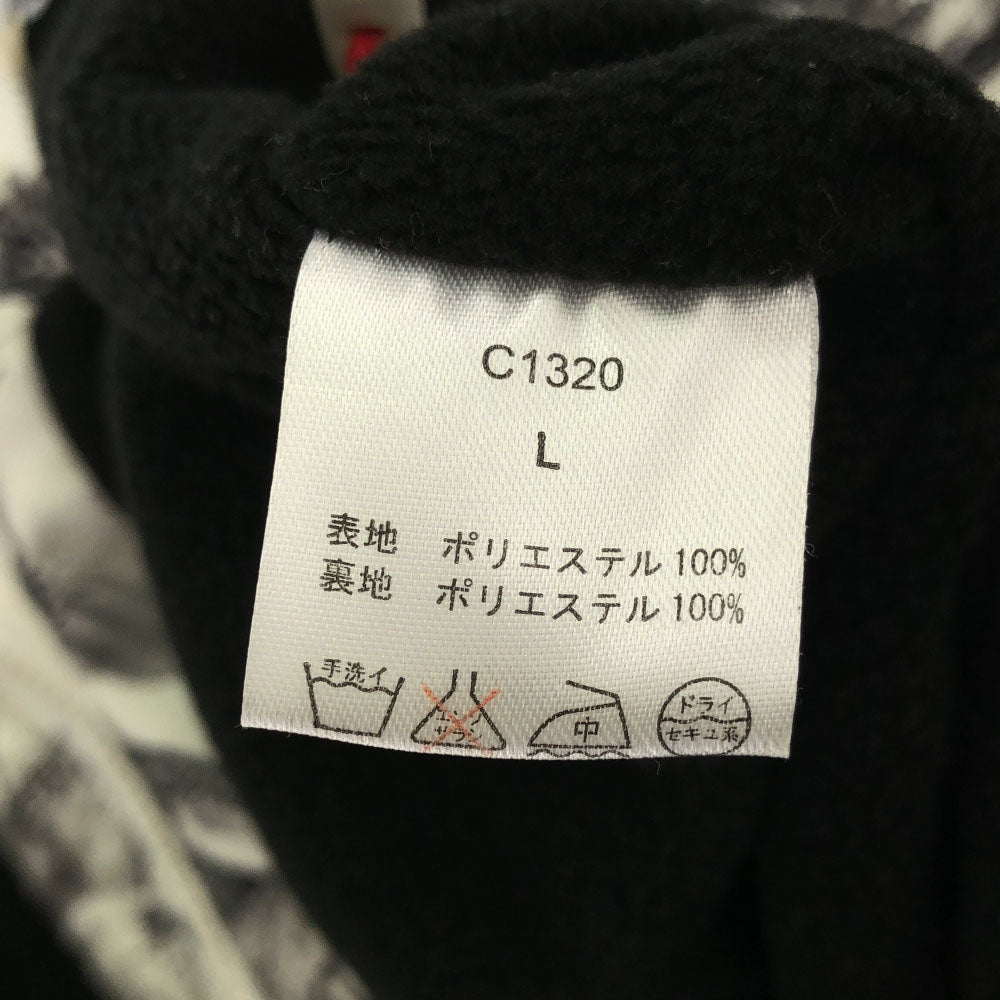 メッセンジャー 総柄 フード付き ジャケット L ホワイト×ブラック 裏フリース ダブルジッパー メンズ