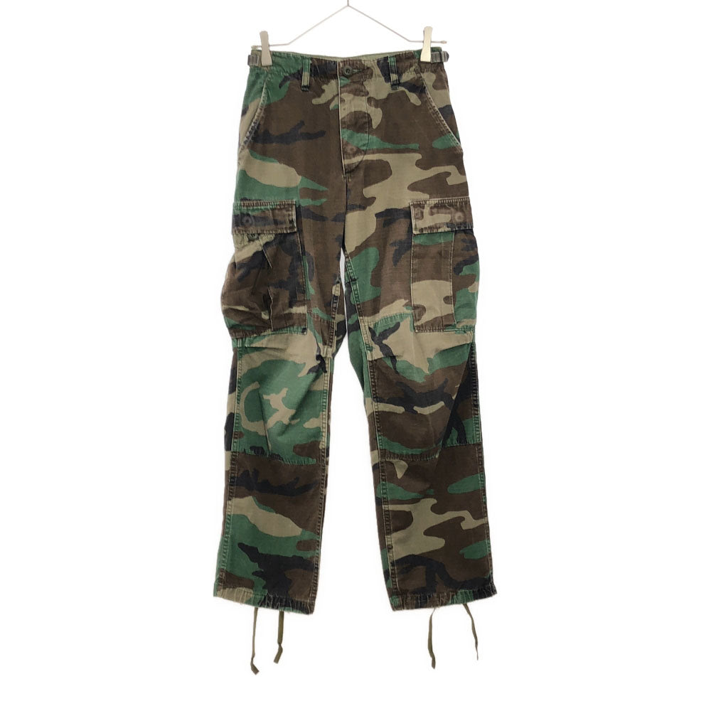 アメリカ軍 90s DLA オールド 迷彩 カーゴパンツ XS グリーン系 US ARMY ボタンフライ  カモフラ メンズ