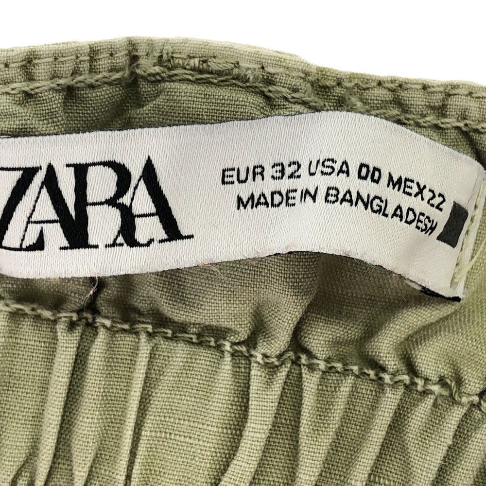 ザラ テーパードパンツ 0 グリーン系 ZARA ボタンフライ レディース