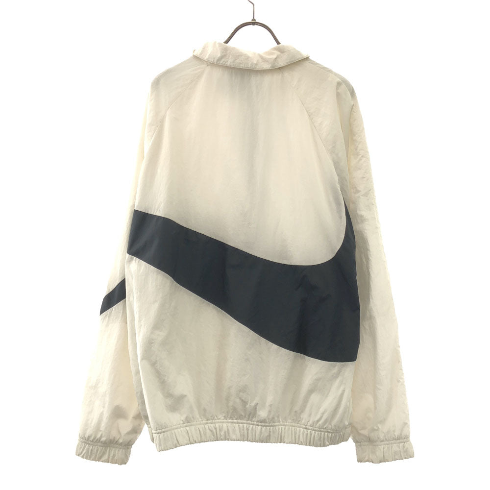 NIKE ナイキ ロゴ刺繍 ナイロンジャケット L ホワイト×ブラック ウィンドブレーカー 裏メッシュ メンズ