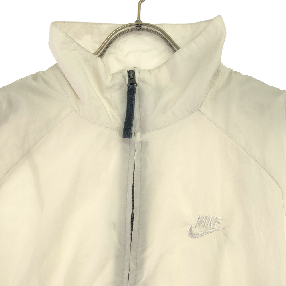 NIKE ナイキ ロゴ刺繍 ナイロンジャケット L ホワイト×ブラック ウィンドブレーカー 裏メッシュ メンズ