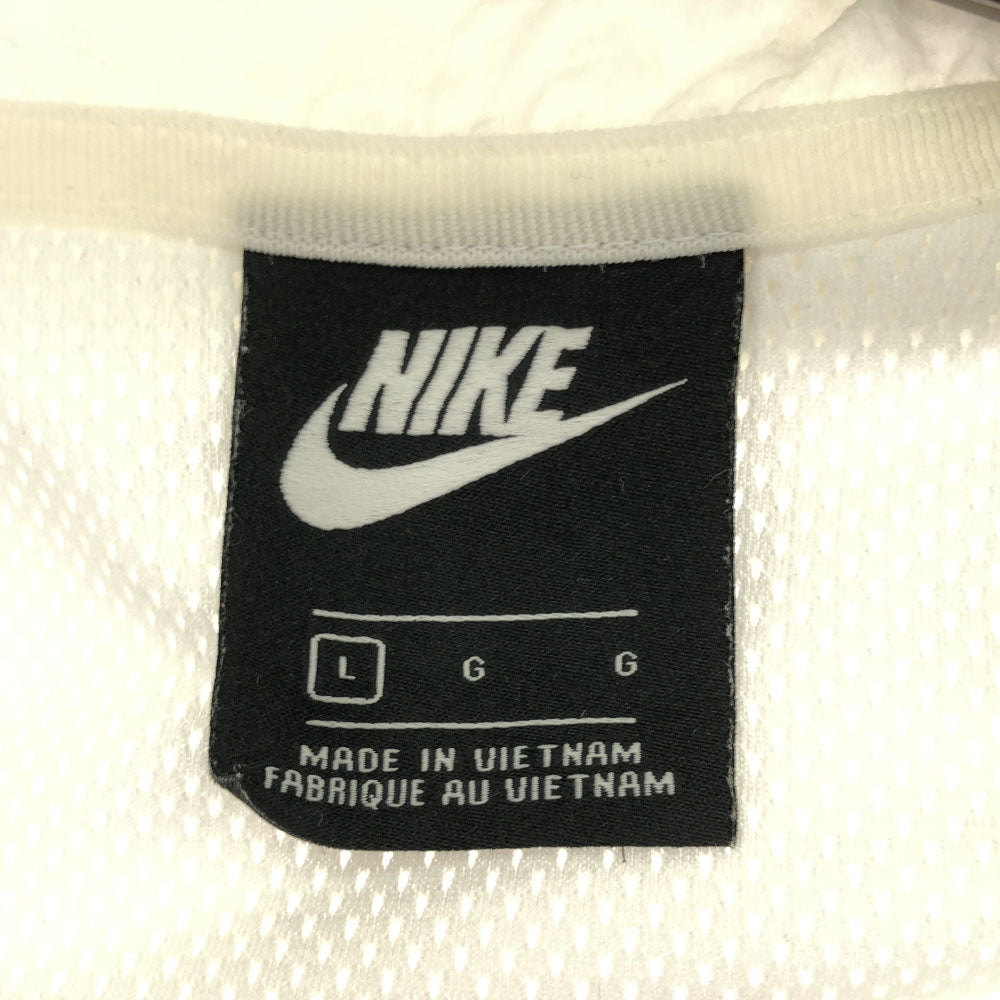 NIKE ナイキ ロゴ刺繍 ナイロンジャケット L ホワイト×ブラック ウィンドブレーカー 裏メッシュ メンズ