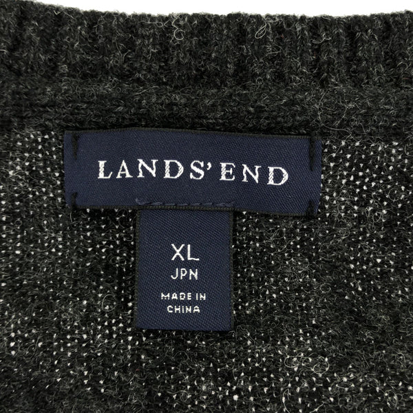 ランズエンド ウールブレンド 長袖 Vネック セーター XL チャコールグレー LANDS' END ニット レディース