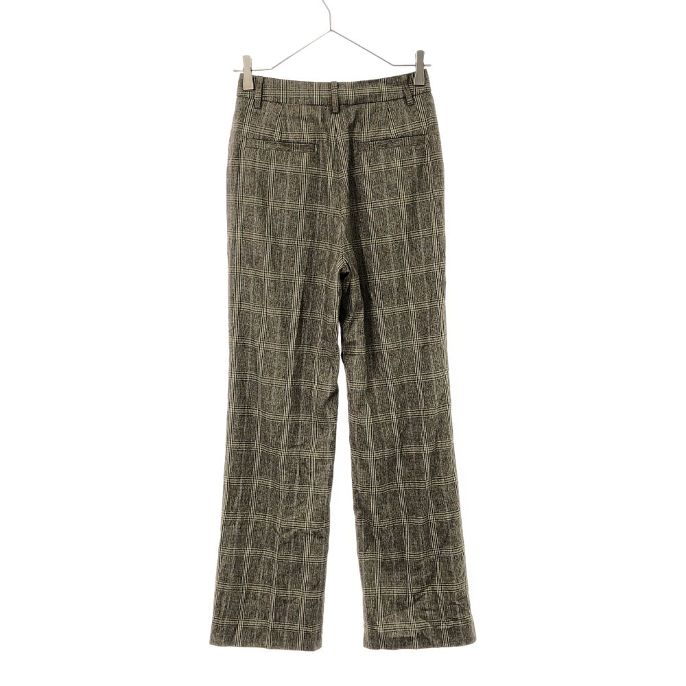 未使用 UNITED ARROWS TOKYO ユナイテッドアローズトウキョウ 日本製 チェック柄 ストレートパンツ 34 ブラウン系 タグ付き レディース