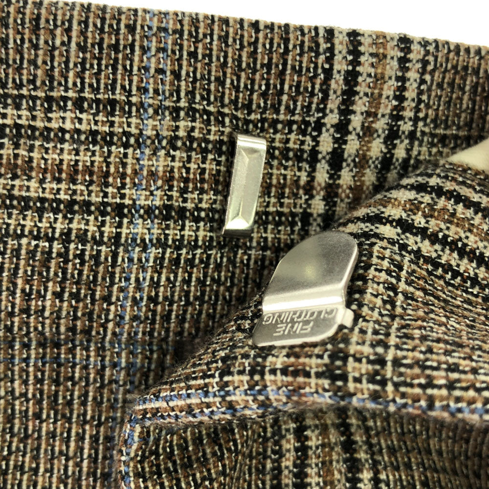 未使用 UNITED ARROWS TOKYO ユナイテッドアローズトウキョウ 日本製 チェック柄 ストレートパンツ 34 ブラウン系 タグ付き レディース