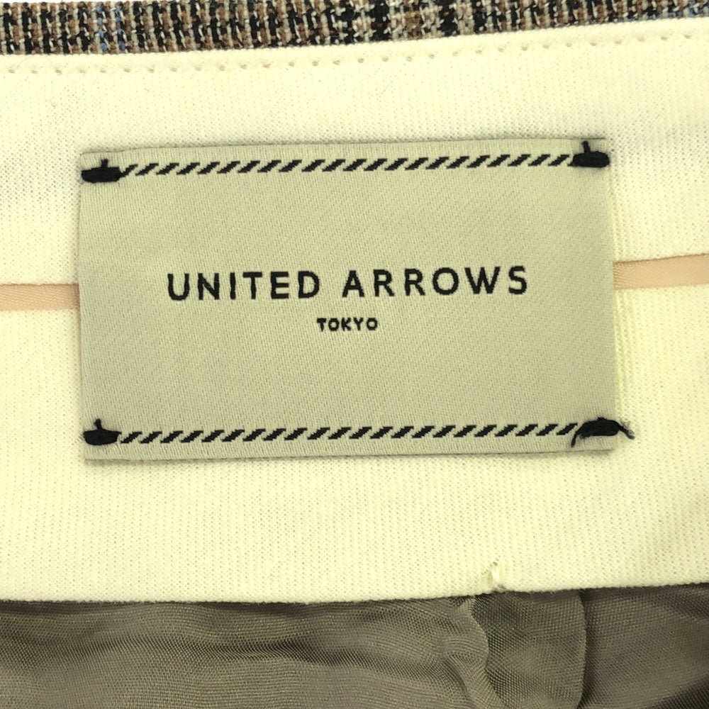 未使用 UNITED ARROWS TOKYO ユナイテッドアローズトウキョウ 日本製 チェック柄 ストレートパンツ 34 ブラウン系 タグ付き レディース