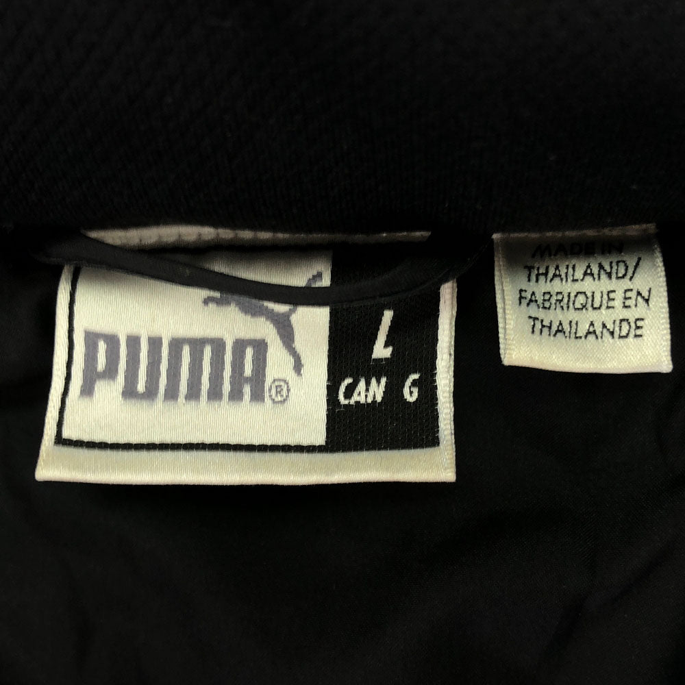 PUMA プーマ 90s オールド ヒットユニオン ロゴ刺繍 フード付き 中綿コート L ブラック系 メンズ