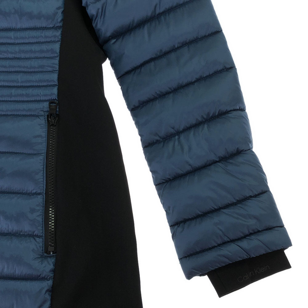 Calvin klein カルバンクライン フード付き 中綿コート S ブルー×ブラック レディース
