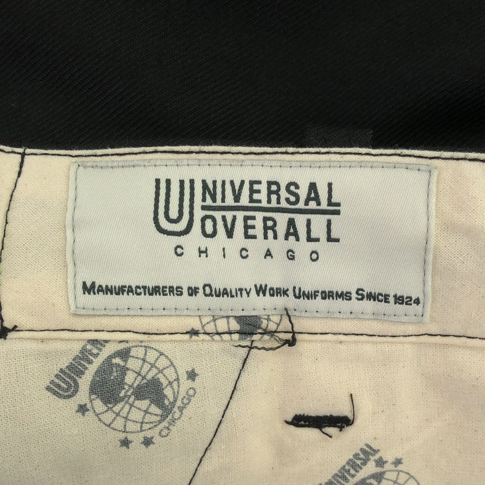 ユニバーサルオーバーオールシカゴ ロゴワッペン ロングパンツ L ブラック UNIVERSAL OVERALL CHICAGO メンズ