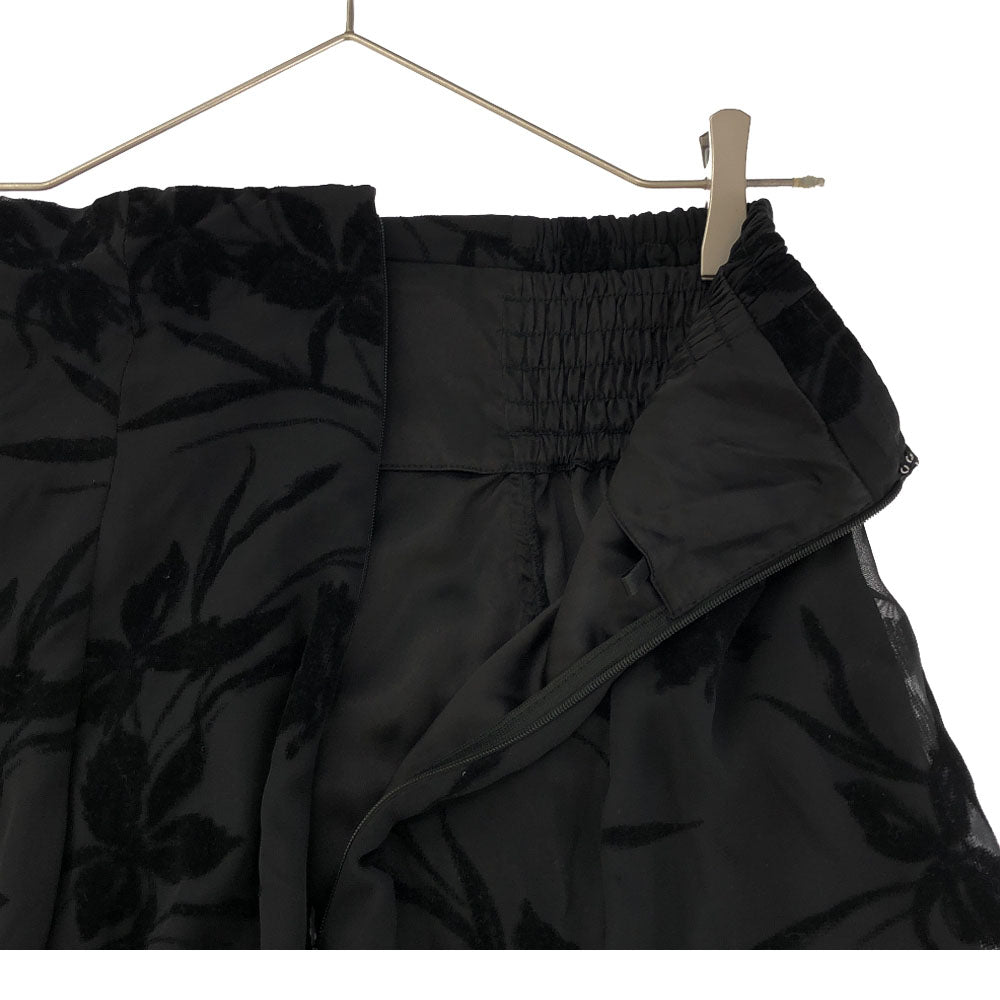 スナイデル 花柄 ロング丈 フレアスカート 0 ブラック SNIDEL SWFS231213 裏地付き レディース