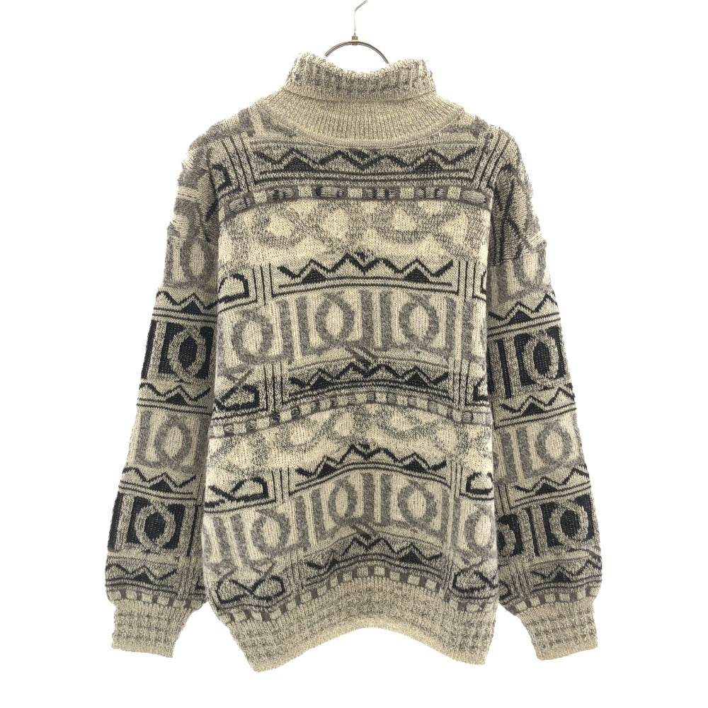 JACKSTONE ジャックストーン 80s 90s イタリア製 オールド 総柄 長袖 タートルネック セーター 46 グレー系 ニット メンズ