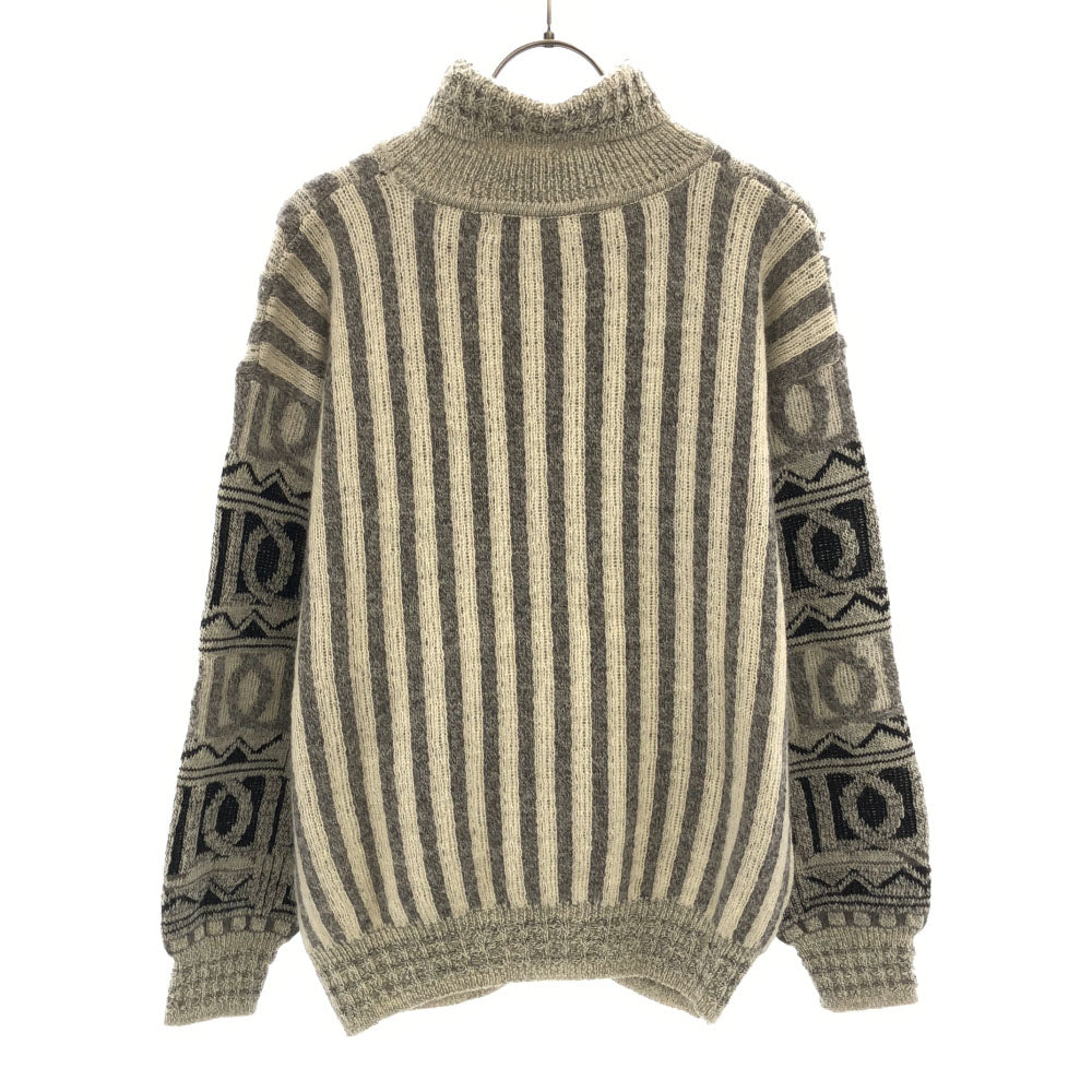 JACKSTONE ジャックストーン 80s 90s イタリア製 オールド 総柄 長袖 タートルネック セーター 46 グレー系 ニット メンズ