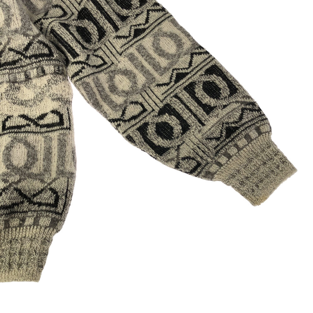 JACKSTONE ジャックストーン 80s 90s イタリア製 オールド 総柄 長袖 タートルネック セーター 46 グレー系 ニット メンズ