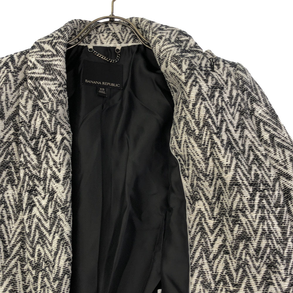バナナリパブリック 幾何学柄 コート XS ホワイト×ブラック Banana Republic レディース