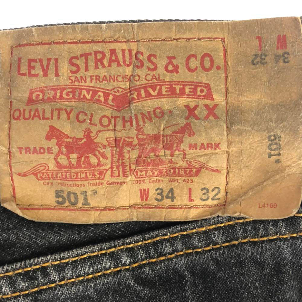 リーバイス 501 ストレートデニムパンツ w34 グレー Levi's ボタンフライ メンズ