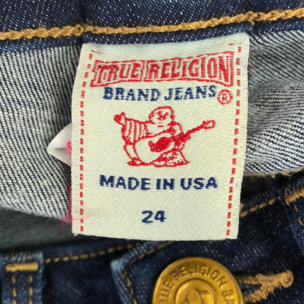 トゥルーレリジョン USA製 スキニーデニムパンツ w24 TRUE RELIGION 裾ジップ レディース