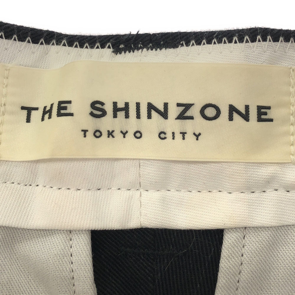 THE SHINZONE ザ シンゾーン 日本製 ピンストライプ タック ワイドパンツ 34 ブラック メンズ