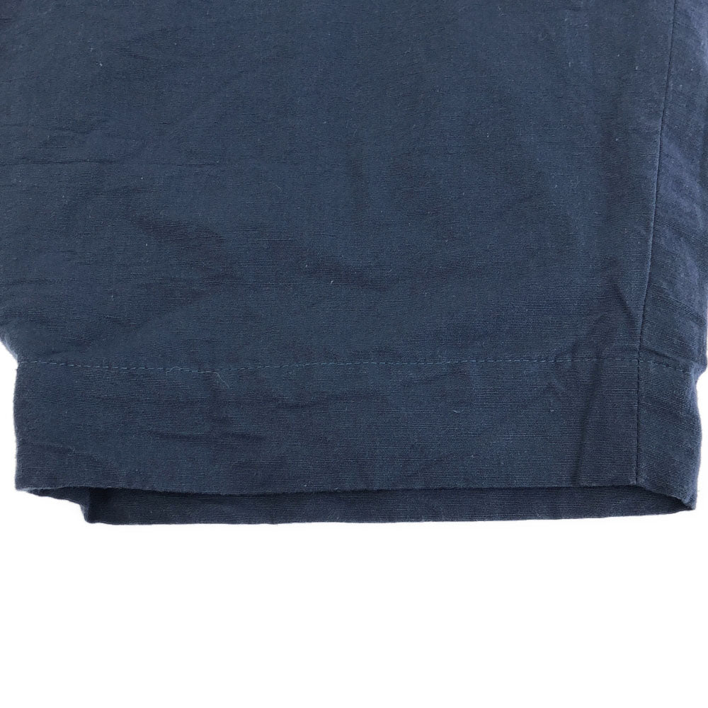 ススリ 日本製 リネンブレンド タック テーパードパンツ M ブルー ボタンフライ レディース