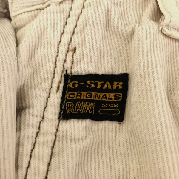 ジースターロウ ロゴワッペン 裾ジップ コーデュロイパンツ w30 ホワイト G-STAR RAW ボタンフライ メンズ