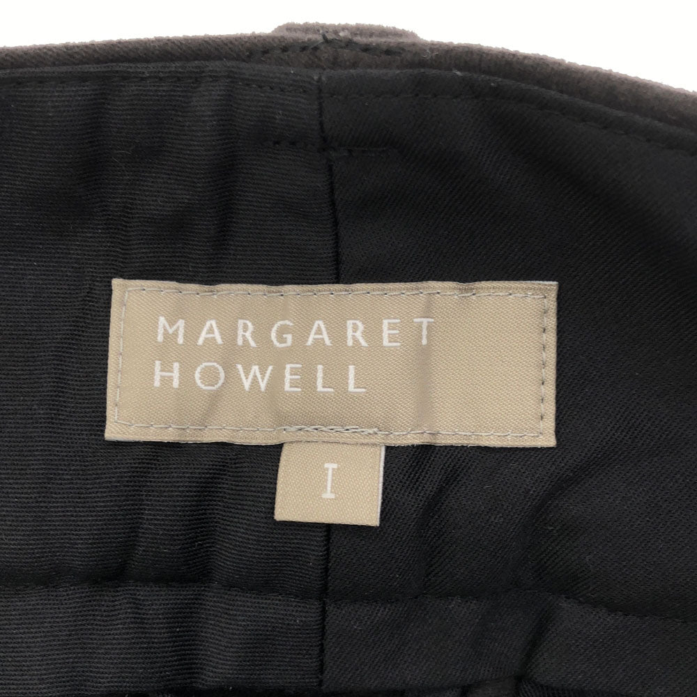 マーガレットハウエル 日本製 ウール100％ 裾リブ テーパードパンツ 1 ダークブラウン MARGARET HOWELL レディース