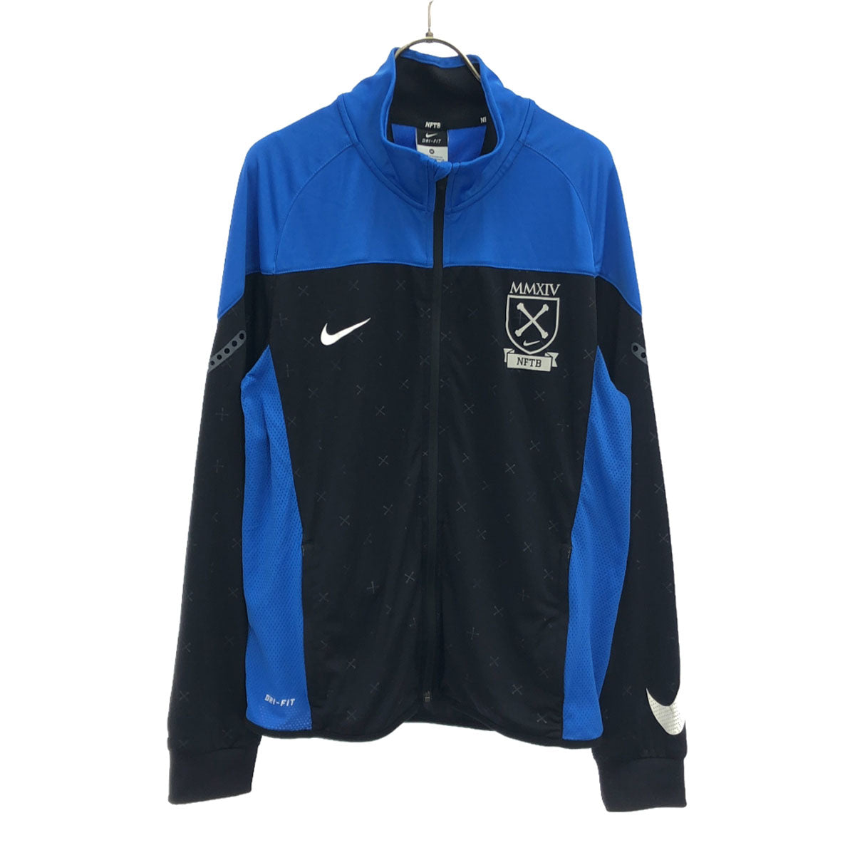 NIKE ナイキ NFTB ロゴプリント フットサル トレーニングウェア M ブラック×ブルー ジャージ サッカー メンズ