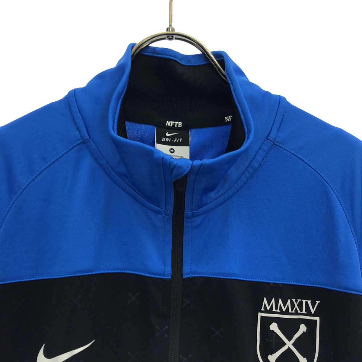 NIKE ナイキ NFTB ロゴプリント フットサル トレーニングウェア M ブラック×ブルー ジャージ サッカー メンズ