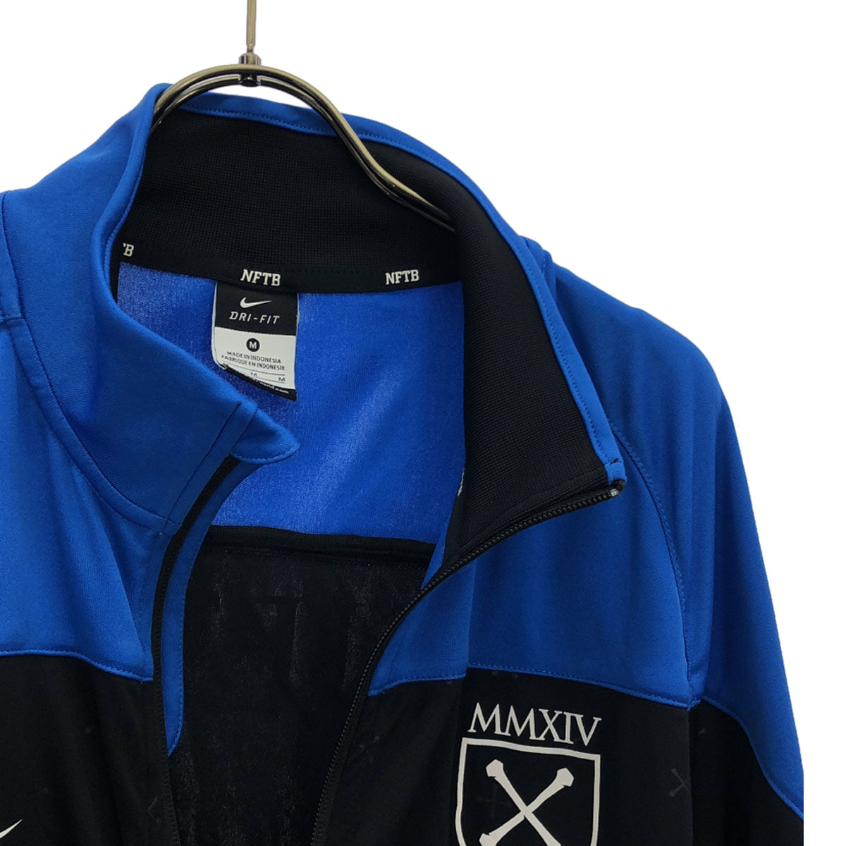 NIKE ナイキ NFTB ロゴプリント フットサル トレーニングウェア M ブラック×ブルー ジャージ サッカー メンズ