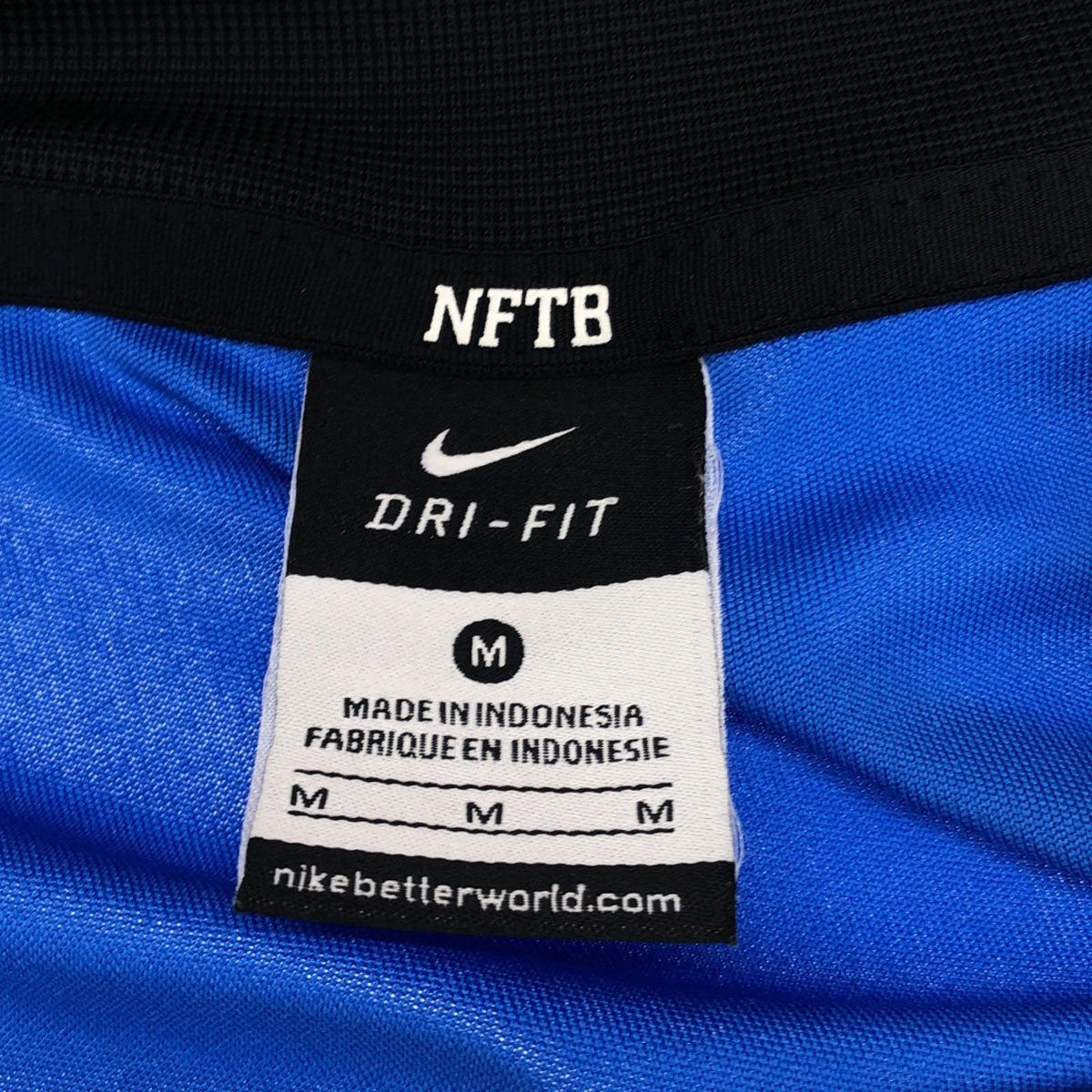 NIKE ナイキ NFTB ロゴプリント フットサル トレーニングウェア M ブラック×ブルー ジャージ サッカー メンズ