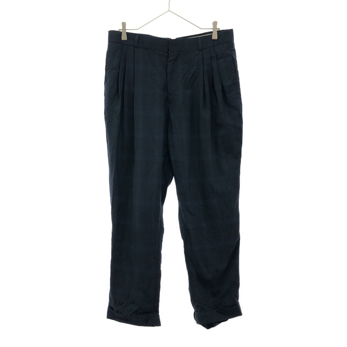 FRAPBOIS フラボア 日本製 ウール100% グレンチェック 3タック テーパードパンツ 1 ブルー系 メンズ