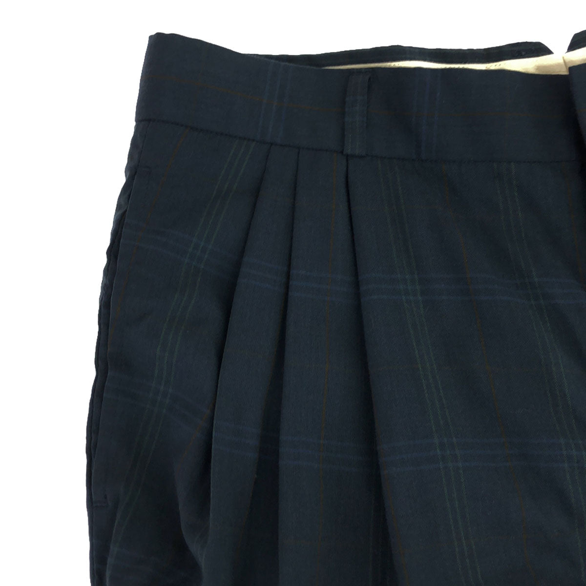 FRAPBOIS フラボア 日本製 ウール100% グレンチェック 3タック テーパードパンツ 1 ブルー系 メンズ