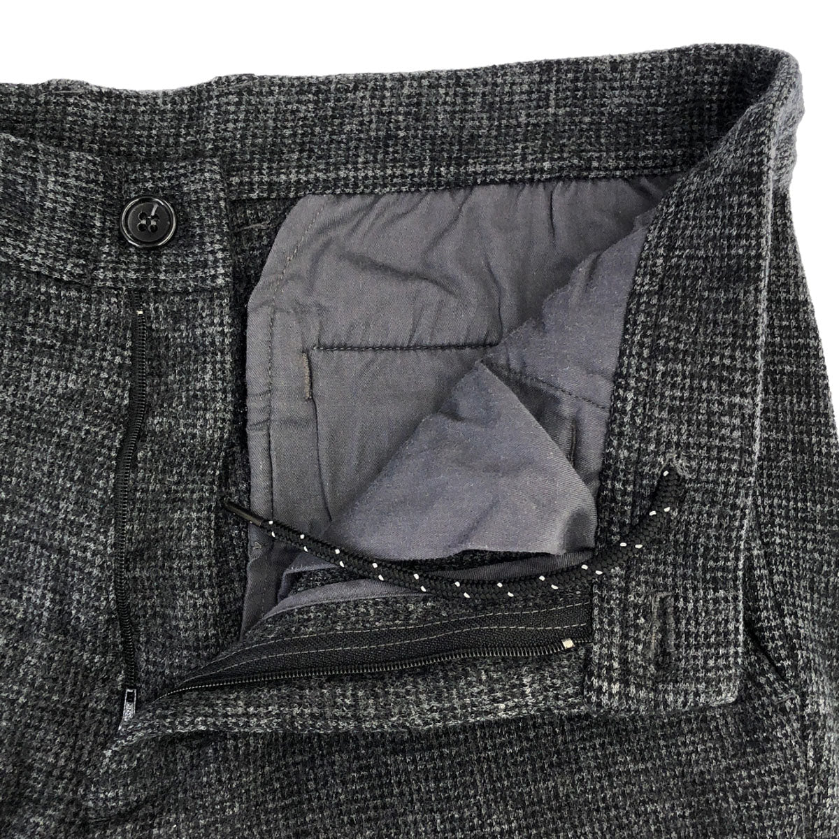 417byEDIFICE フォーワンセブンバイエディフィス チェック柄 ウールパンツ M グレー系 メンズ