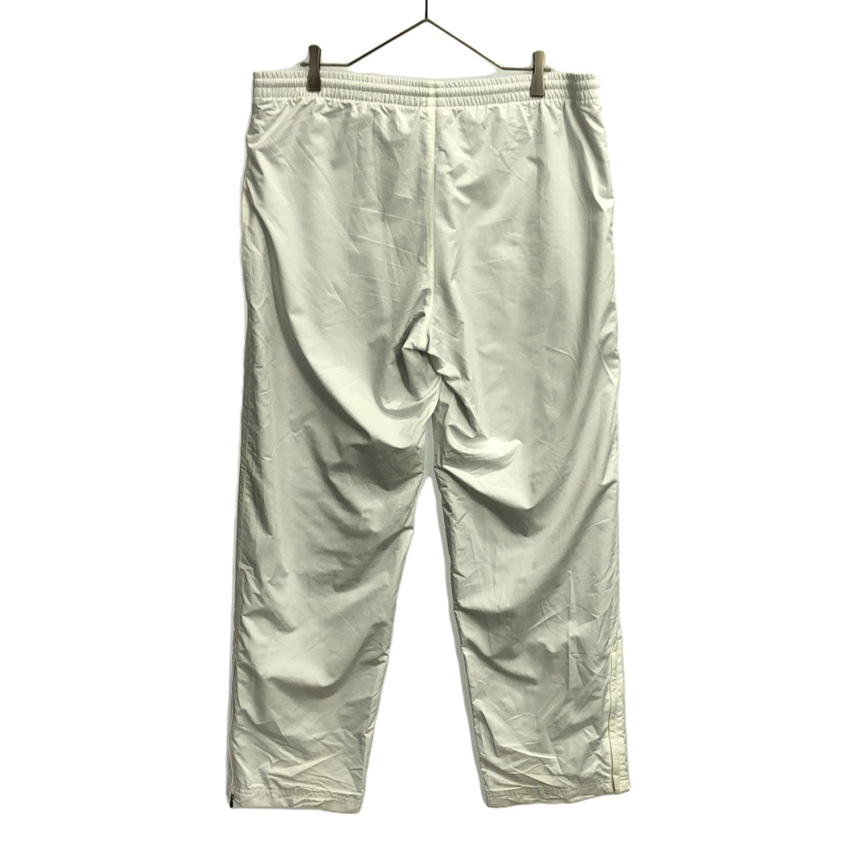 adidas アディダス 日本製 ロゴ刺繍 トレーニング ウインドパンツ O ホワイト 裾ジップ 裏メッシュ メンズ