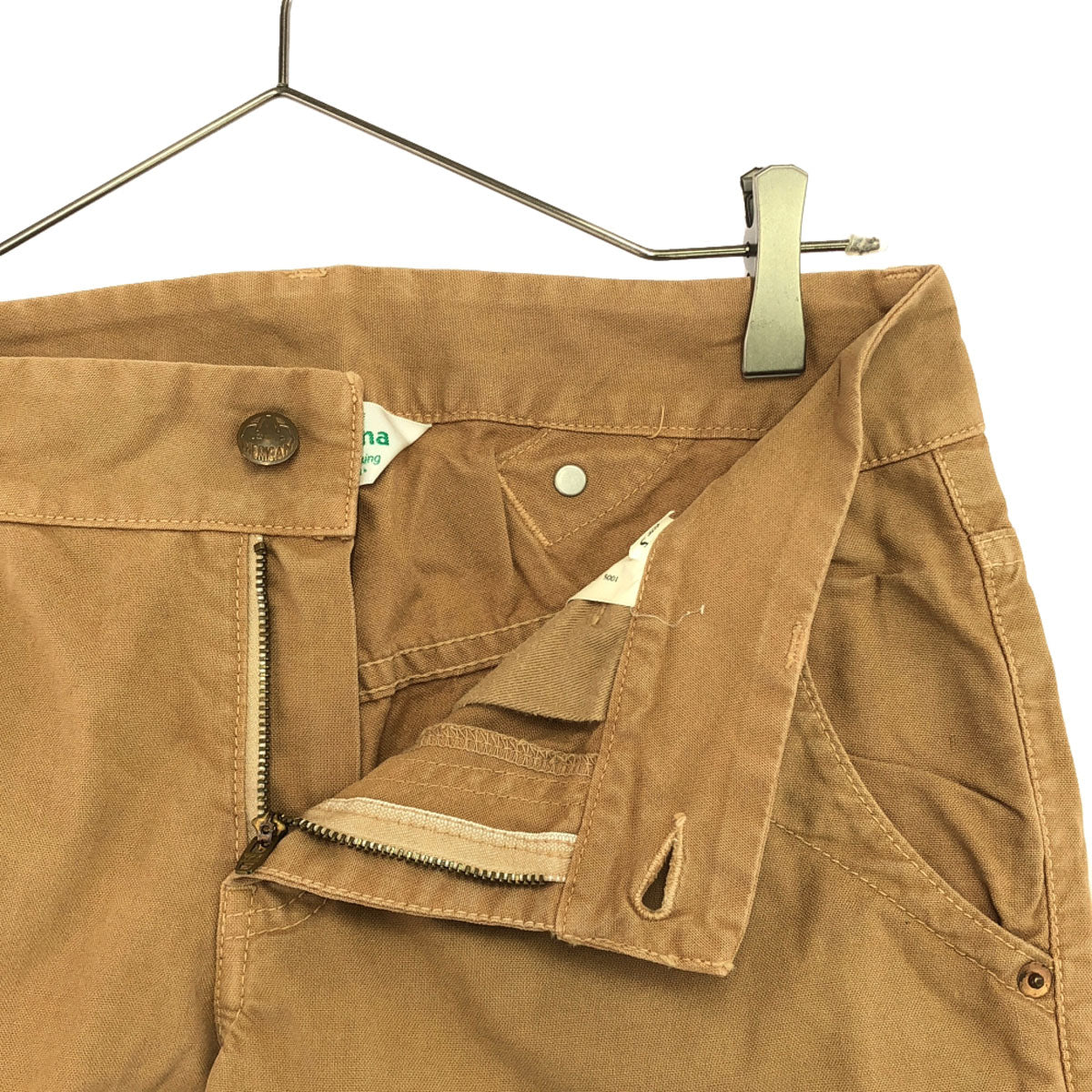 AMERICANA アメリカーナ 日本製 ロゴ刺繍 コットンパンツ S ベージュ シンチバック メンズ