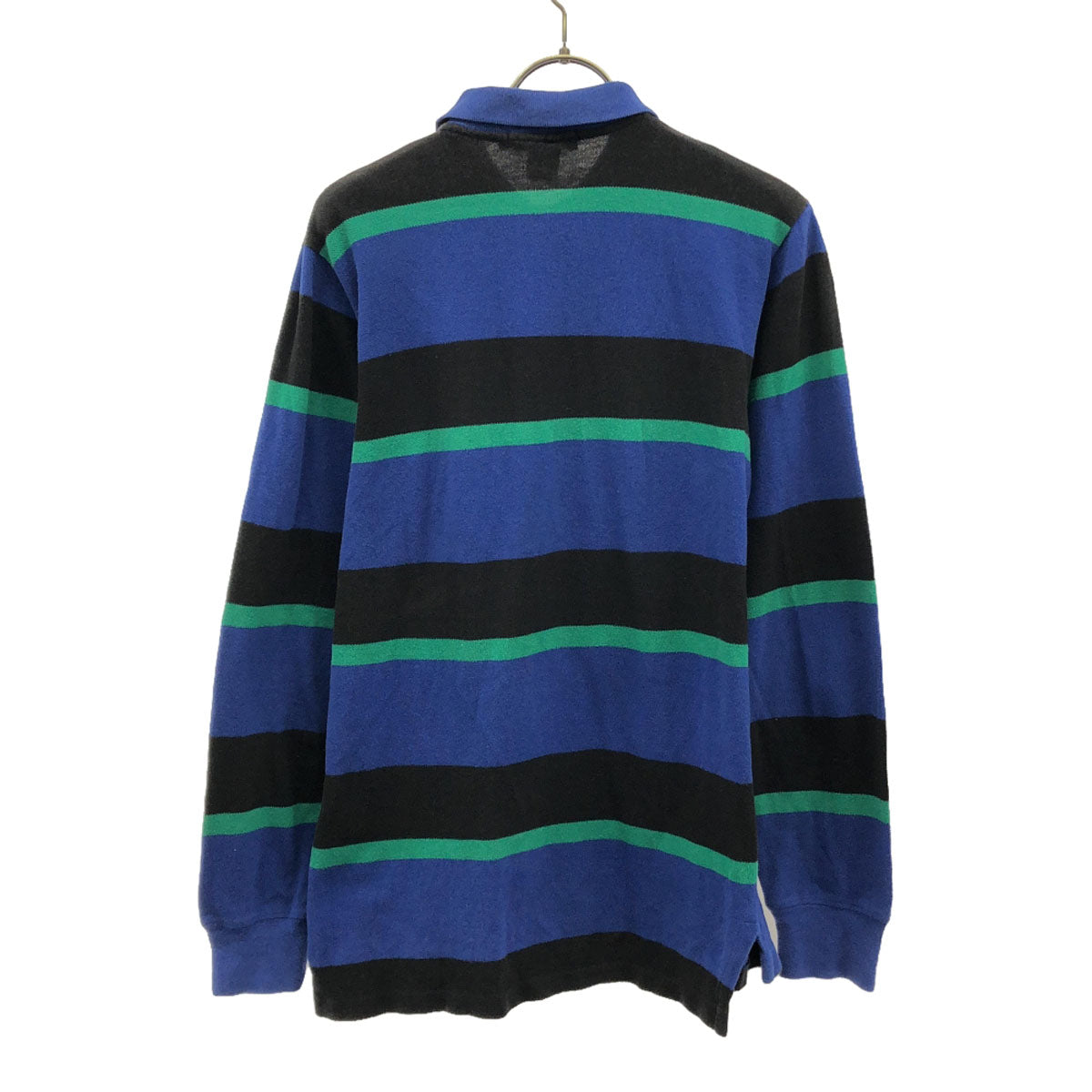 Polo by Ralph Lauren ポロバイラルフローレン 80s ヴィンテージ ボーイズ 緑タグ ボーダー 長袖 ポロシャツ L ブルー系 鹿の子 メンズ