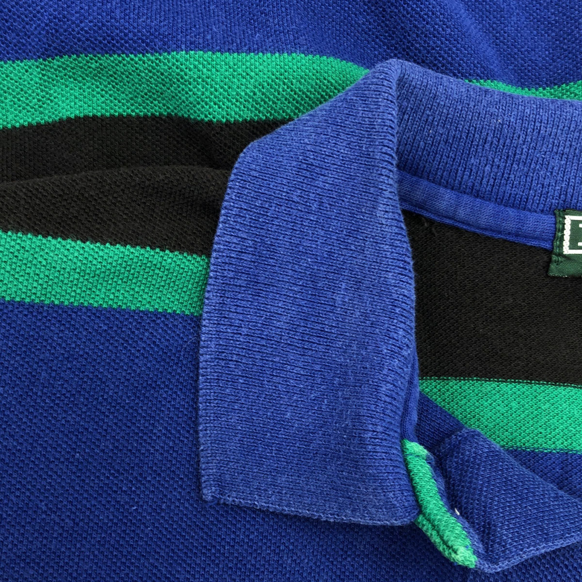 Polo by Ralph Lauren ポロバイラルフローレン 80s ヴィンテージ ボーイズ 緑タグ ボーダー 長袖 ポロシャツ L ブルー系 鹿の子 メンズ