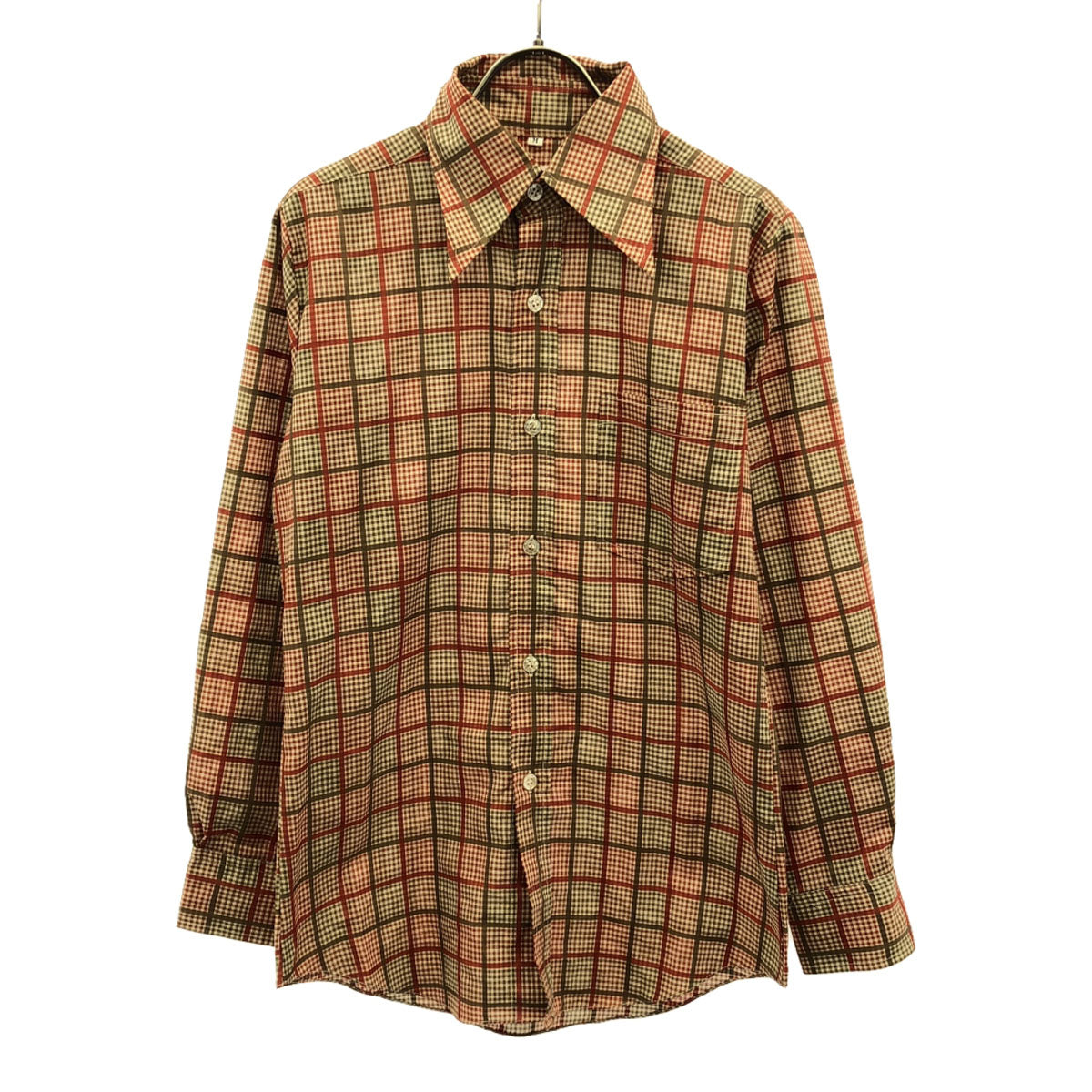 Durban ダーバン 70s 80s ヴィンテージ チェック柄 長袖 シャツ M ブラウン系 メンズ