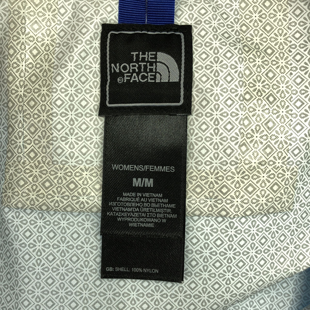 THE NORTH FACE ザノースフェイス ロゴ刺繍 フード付き ナイロンジャケット M ブルー系 アウトドア A57Y レディース