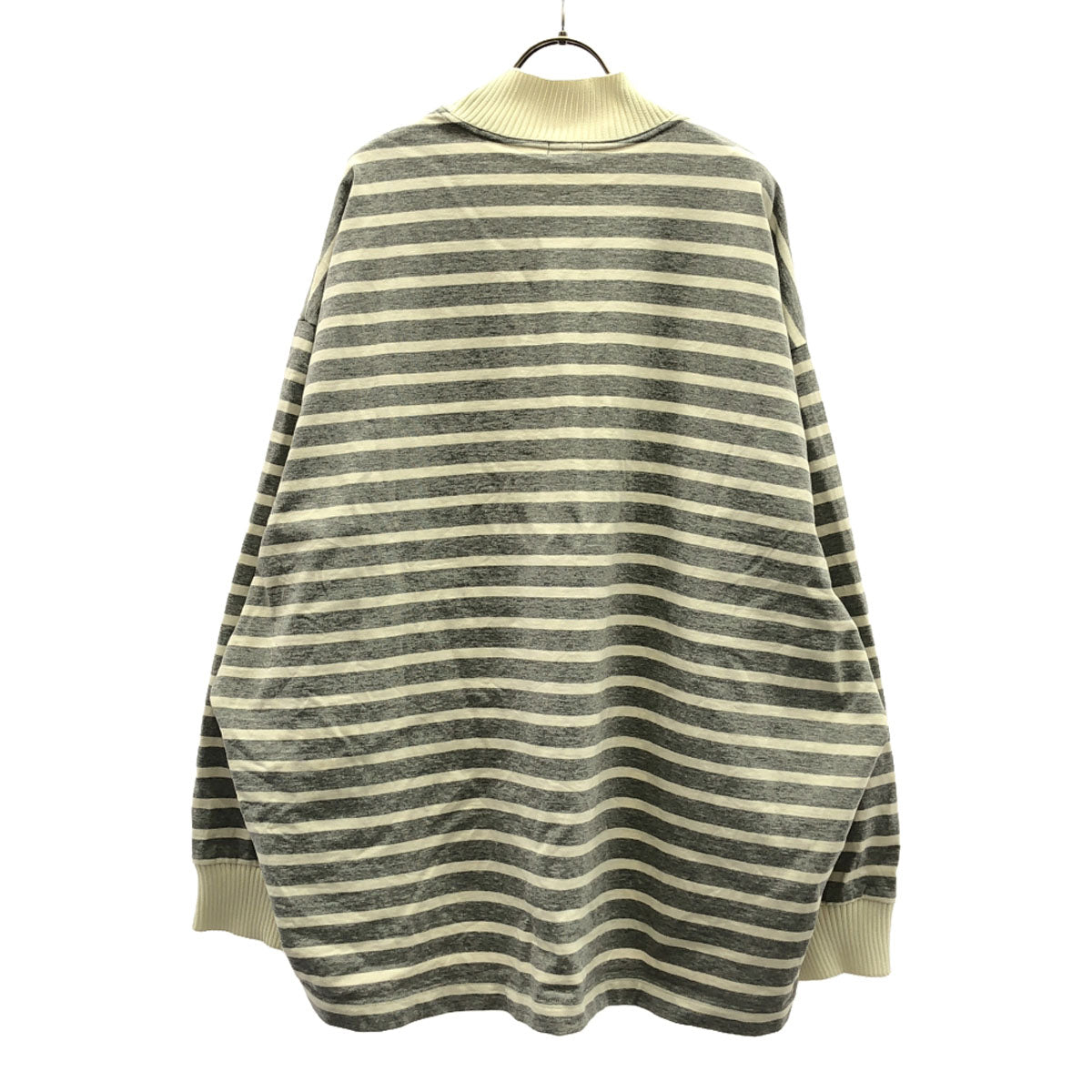 kolor/BEACON カラービーコン★ 日本製 ボーダー 長袖 リブモックネク カットソー 1 グレー×ホワイト メンズ