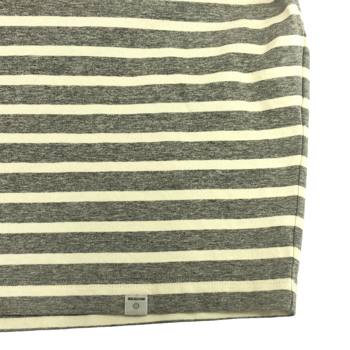 kolor/BEACON カラービーコン★ 日本製 ボーダー 長袖 リブモックネク カットソー 1 グレー×ホワイト メンズ