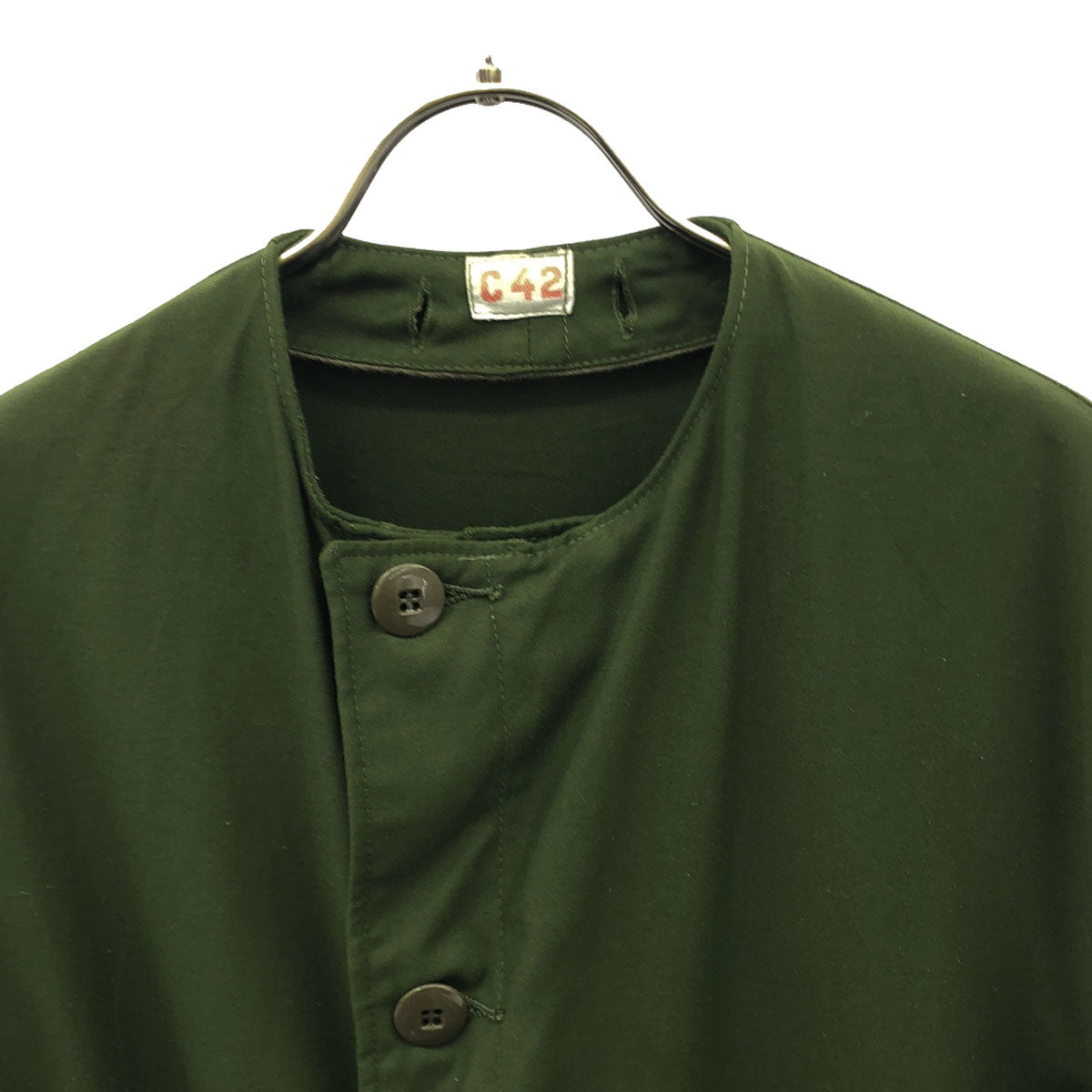 SWEDENISH ARMY スウェーデン軍 70s ヴィンテージ ノーカラー ミリタリーコート カーキ メンズ