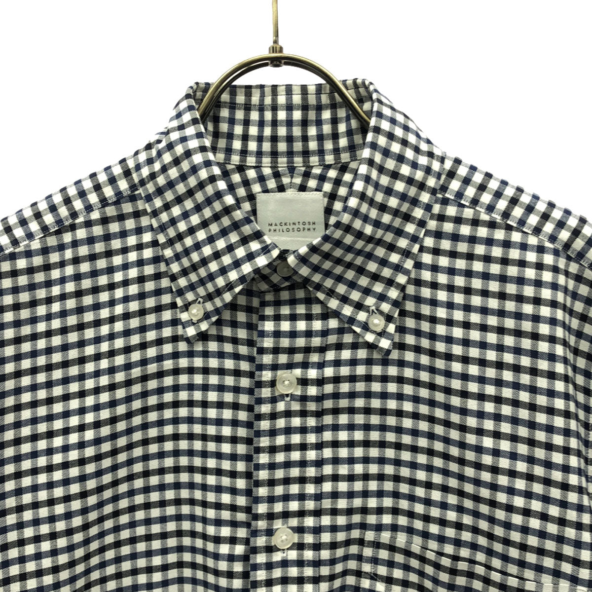 MACKINTOSH PHILOSOPHY マッキントッシュフィロソフィー 三陽商会 チェック柄 長袖 ボタンダウンシャツ 38 ネイビー系 メンズ