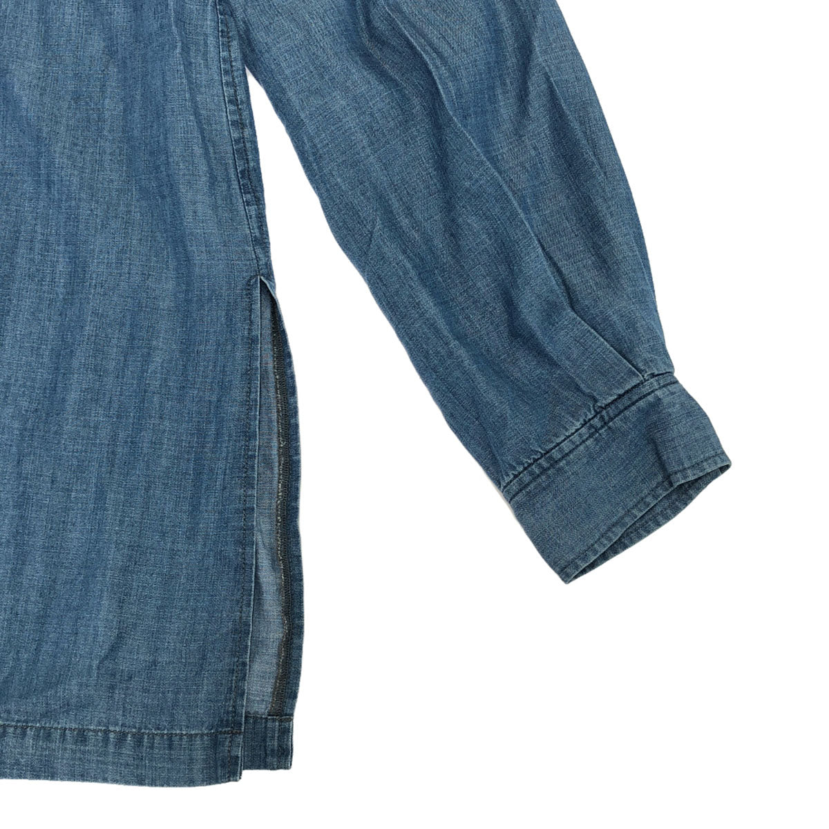 AMERI UNDRESSED アメリ 長袖 ノーカラー プルオーバー シャツ M ブルー バックジップ レディース