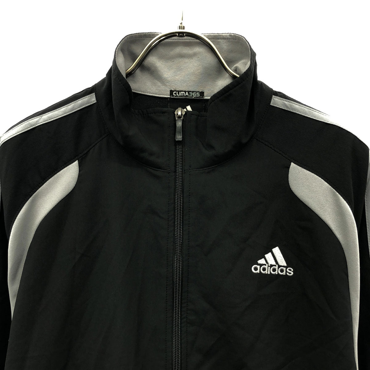 adidas アディダス CLIMA365 ロゴ刺繍 スポーツジャケット L ブラック×ライトグレー トレーニング メンズ
