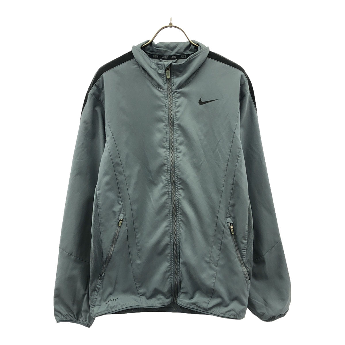 NIKE ナイキ ロゴプリント スポーツジャケット S グレー×ブラック DRI-FIT トレーニング メンズ