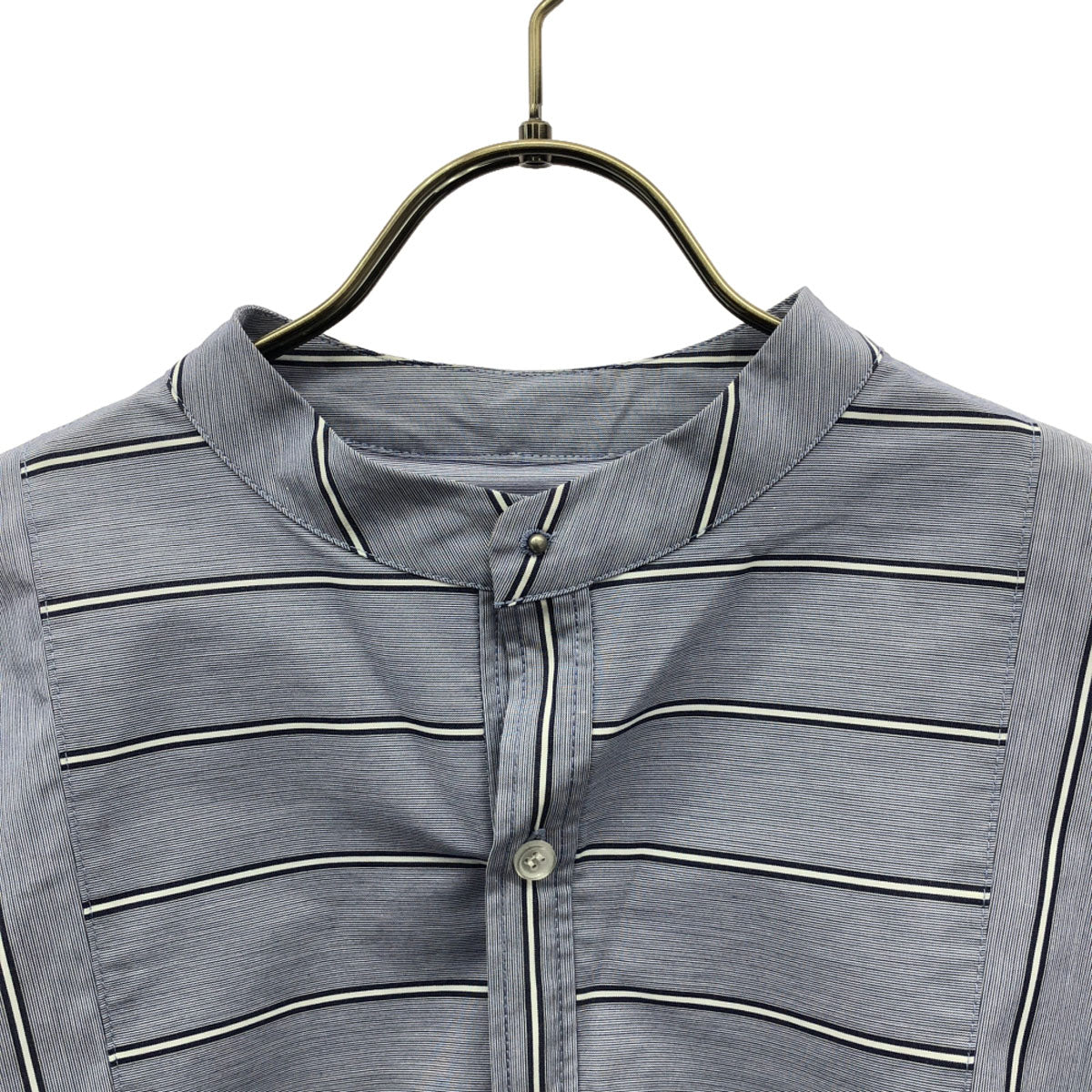 AMERI UNDRESSED アメリ ストライプ 長袖 バルーンスリーブ シェイプ コットンシャツ F ブルー系 レディース