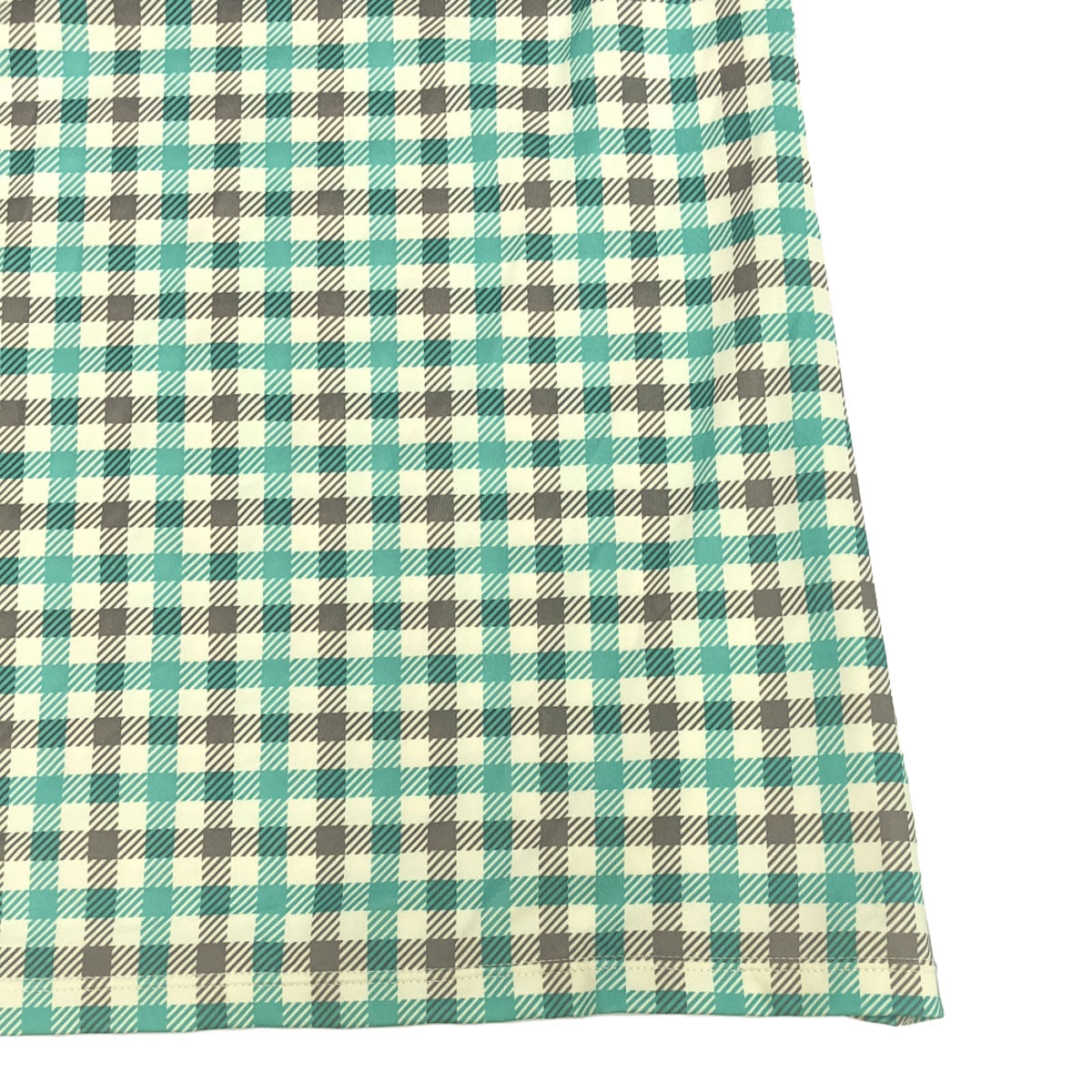 adidas アディダス ギンガムチェック ロゴプリント ゴルフ 長袖 ポロシャツ M グリーン系 ストレッチ入り メンズ